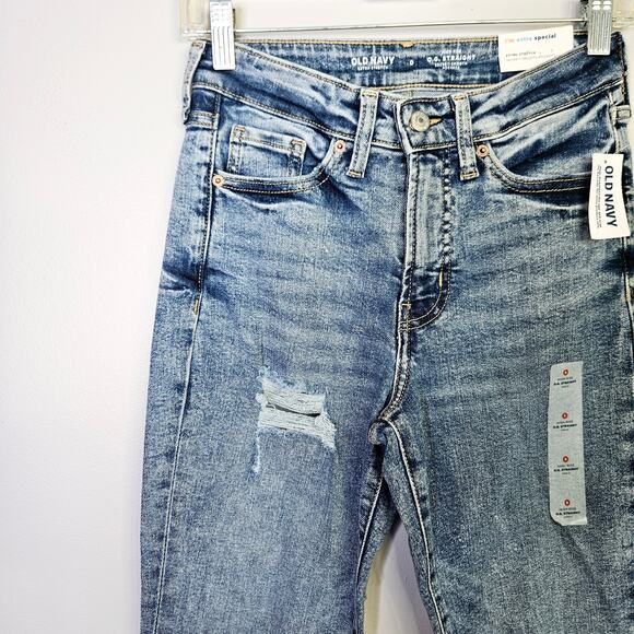 New Old Navy OG Straight Ankle Jeans High Rise Extra Stretch Sz 0 Smooth Pockets - Picture 4 of 15